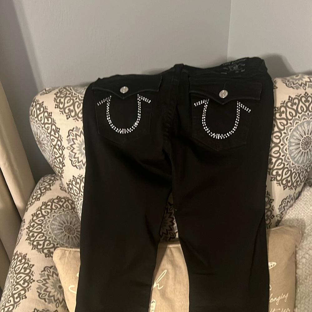 True Religion Halle midrise super skinny black jeans used great condition.